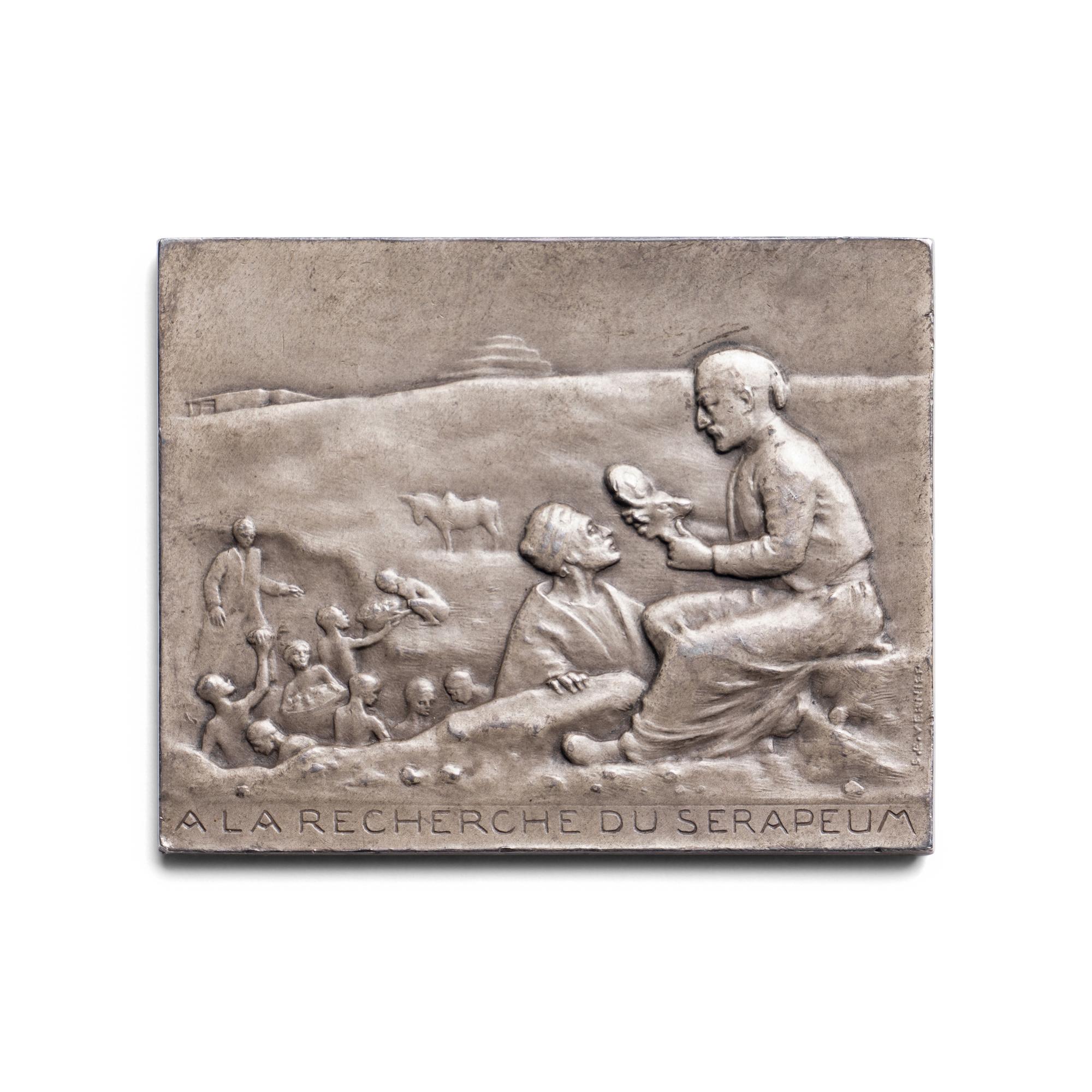 [EXONUMIA] A 1905 S.E. Vernier (1852-1927) Silvered-Bronze Commeorative Plaque for Auguste Mariette and the Musee de Boulaq