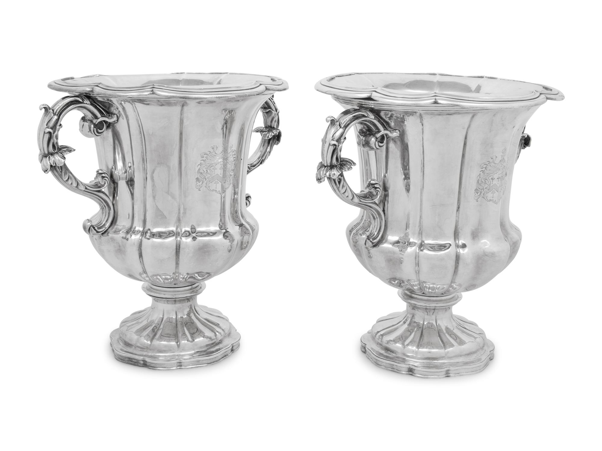 A Pair of English Silver-Plate Wine Coolers