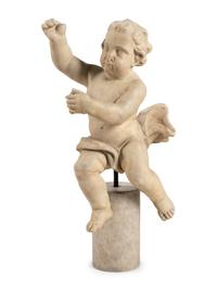 Two Large Composition Sculptures of Putti