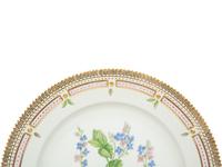 Twelve Royal Copenhagen Flora Danica Porcelain Dinner Plates