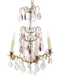 A French Gilt Bronze and Glass Four-Light Chandelier