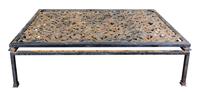 A Group of Neoclassical Style Metal Patio Furniture Height of first 27 x width 90 x depth 32 inches.