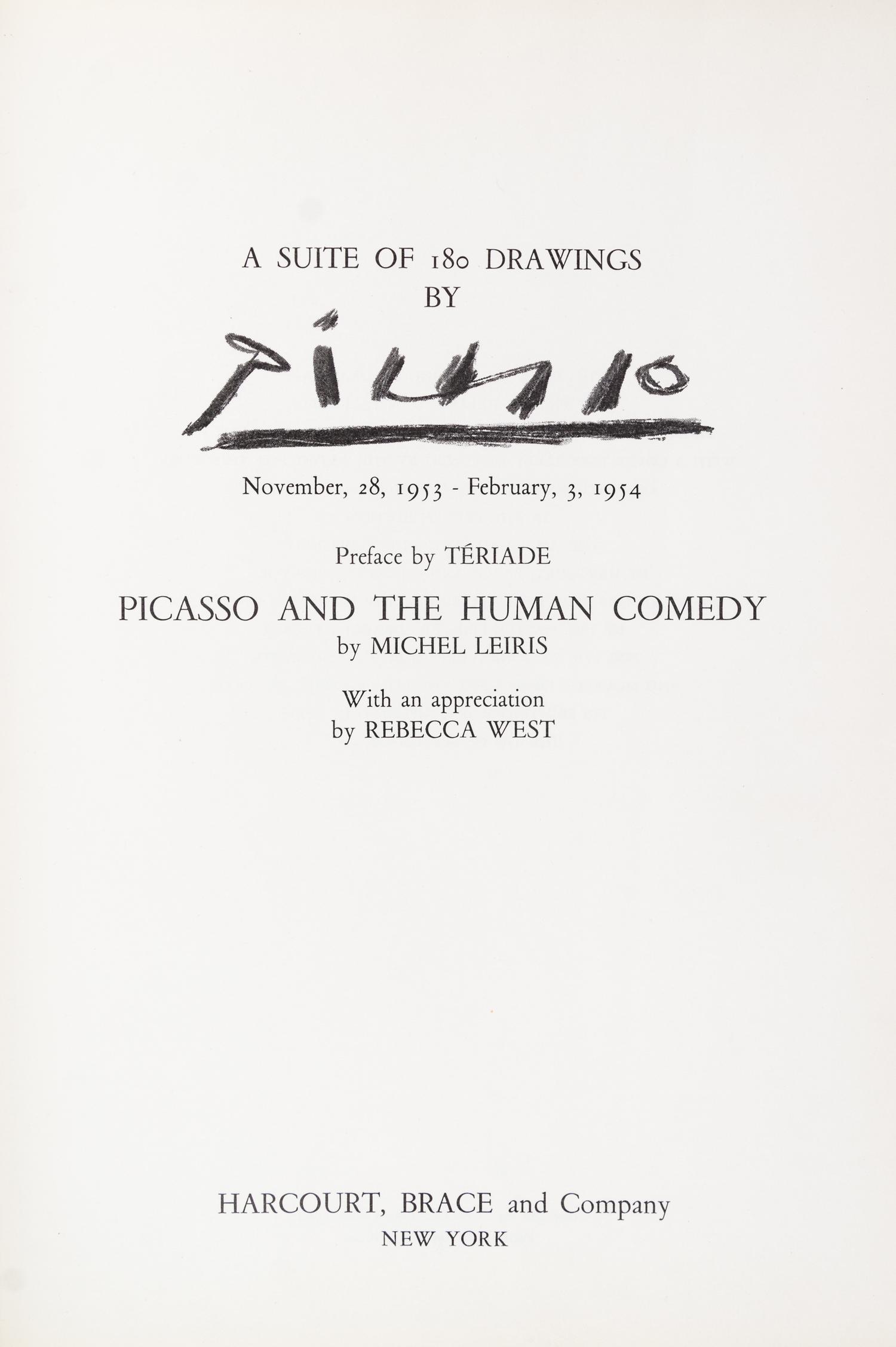 PICASSO, PABLO. Picasso and the Human Comedy. New York, (1954). With 12 lithos.