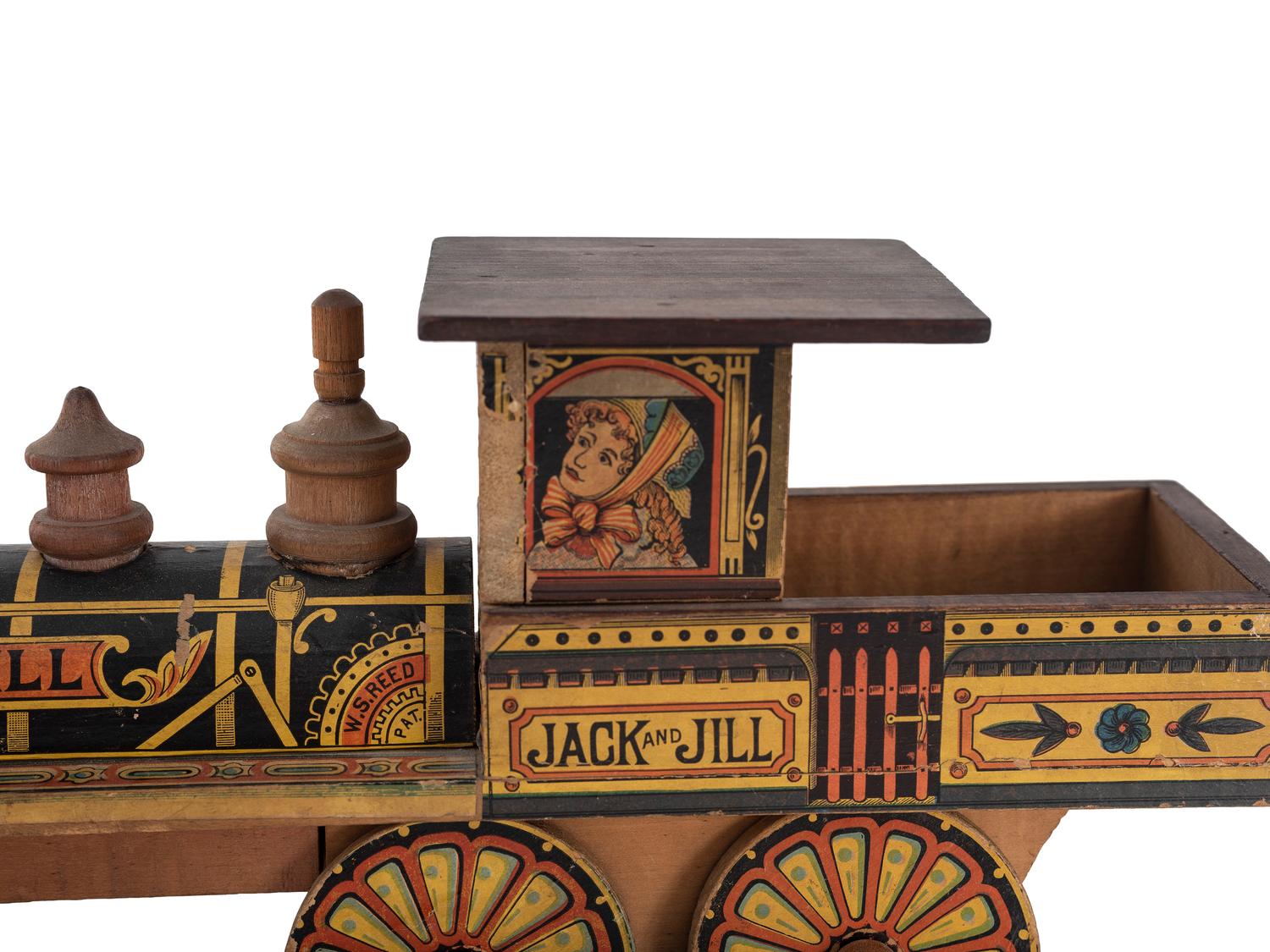 A Reed Toys Jack and Jill Mother Goose Railroad Engine and Passenger Car