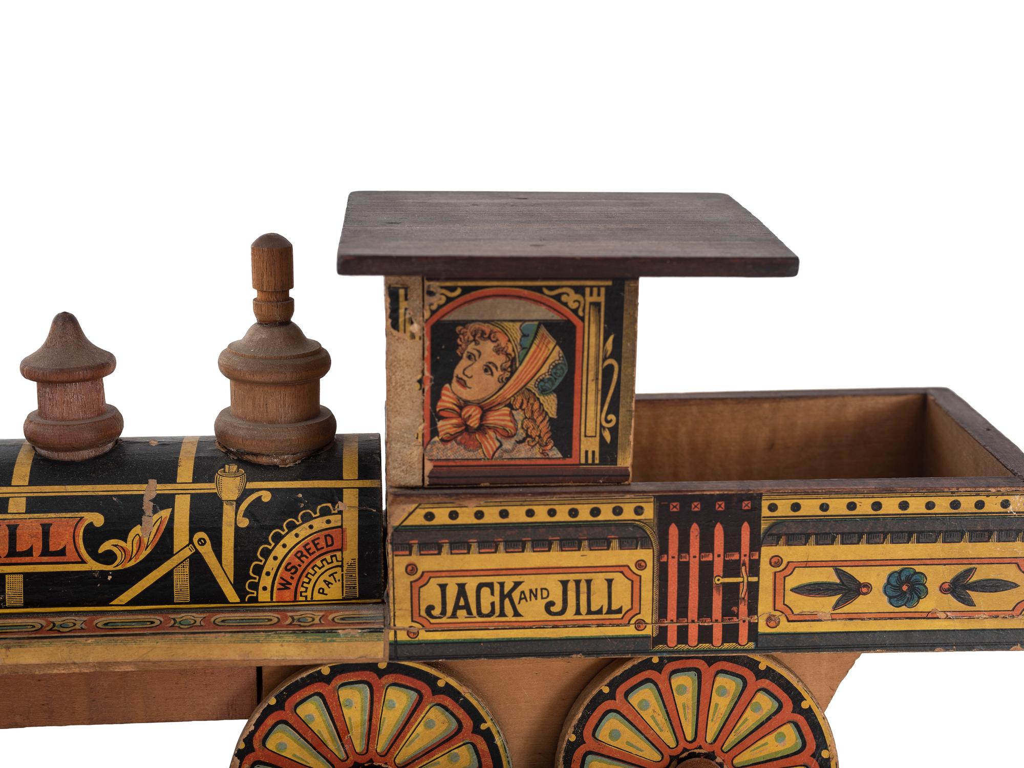 A Reed Toys Jack and Jill Mother Goose Railroad Engine and Passenger Car