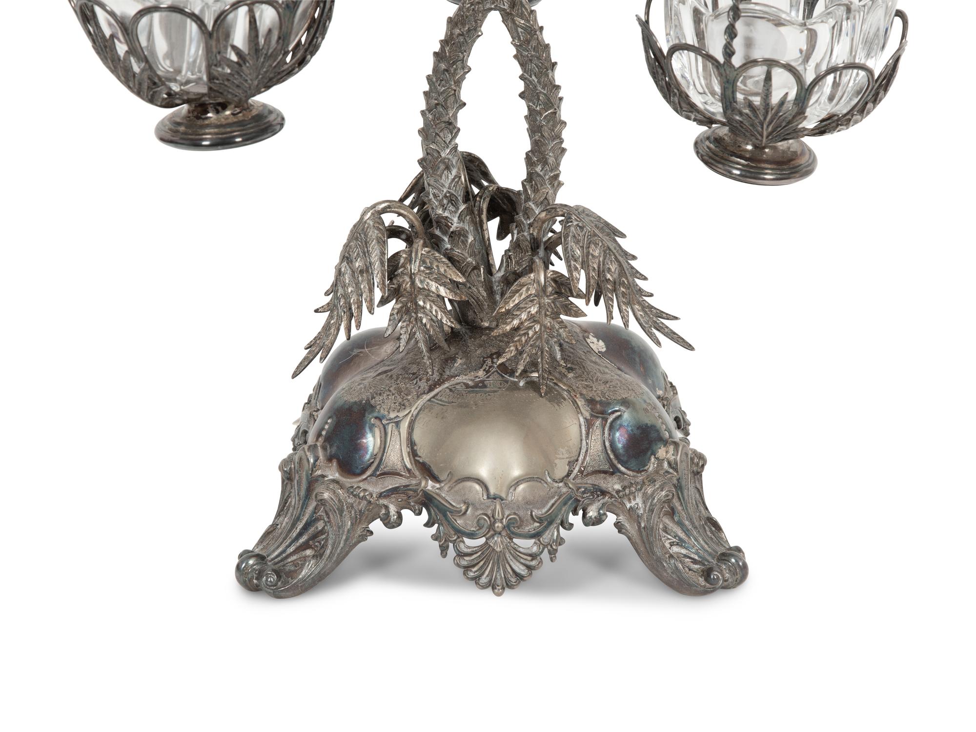 An English Silver-Plate Epergne and a Circular Plateau