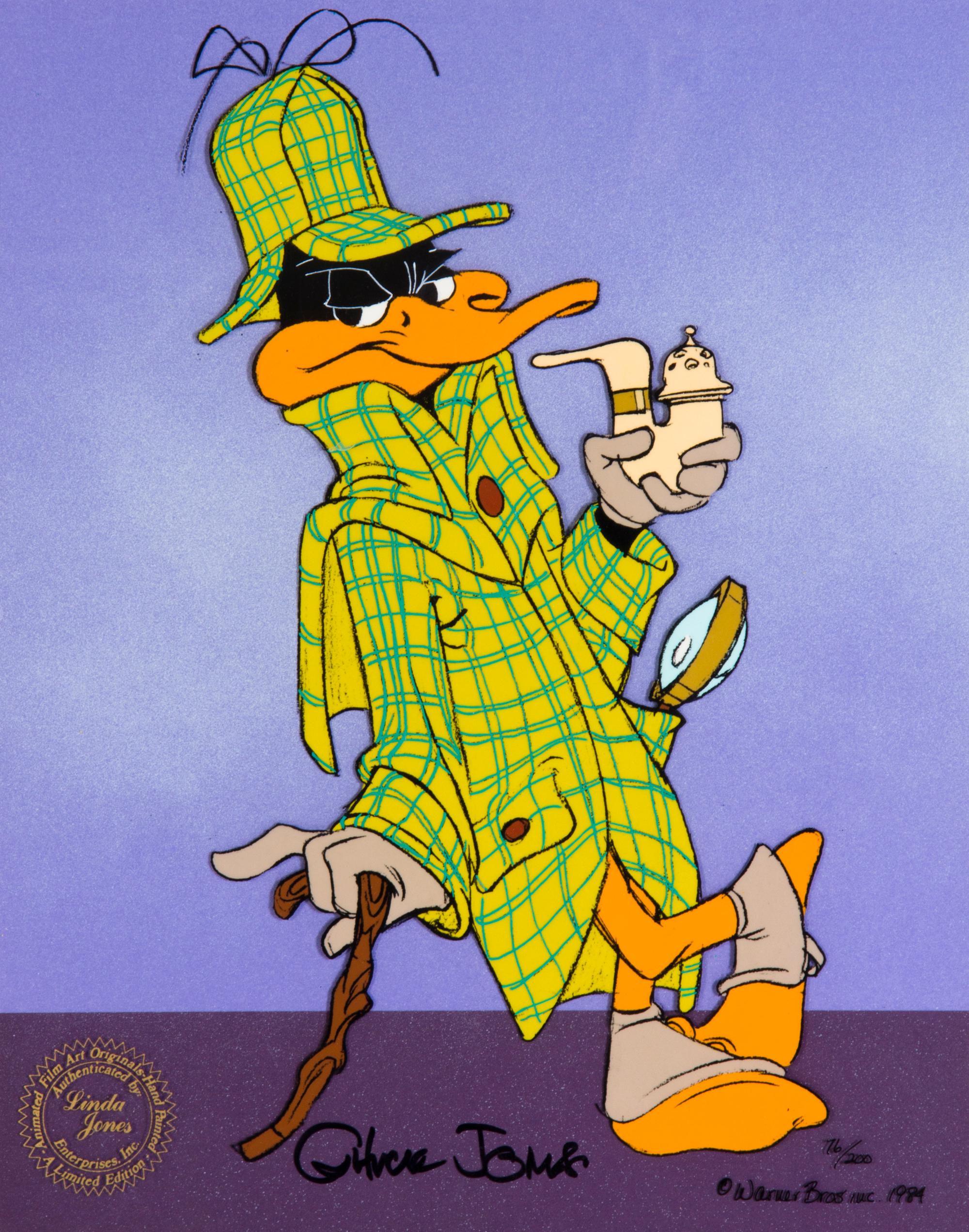 (WARNER BROS.) JONES, CHUCK. 2 signed sericels from the Sherlock Daffy series. Warner Bros., 1984. Limited edition.