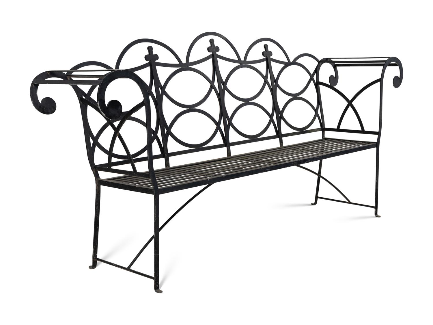 A Painted Steel Garden Bench