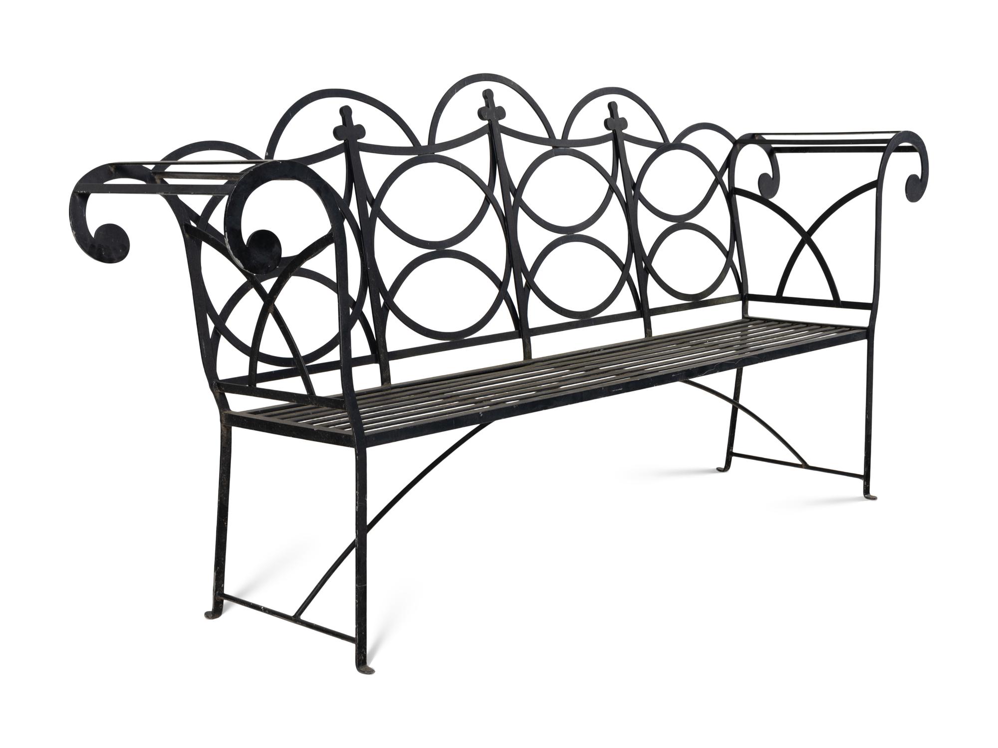 A Painted Steel Garden Bench
