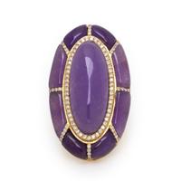 Lavender Jade, Diamond, and Yellow Gold Ring