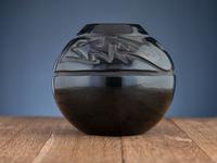 Carved Blackware Pottery Jar