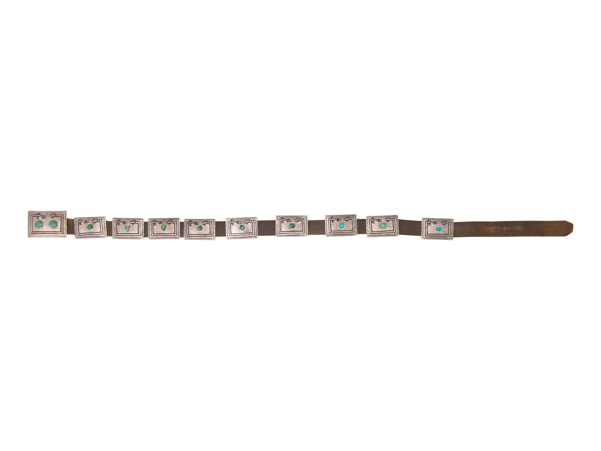 Navajo Silver and Turquoise Rainbowman Concha Belt