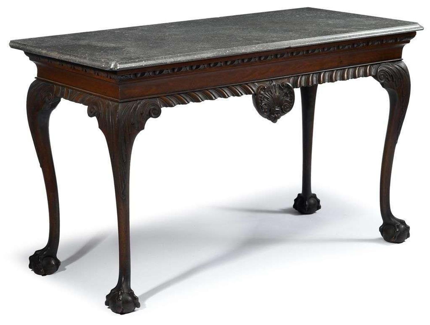 George III marble and carved mahogany pier table ireland, 18th century