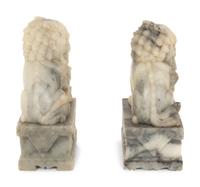 A Pair of Chinese Carved Hardstone Temple Guardians