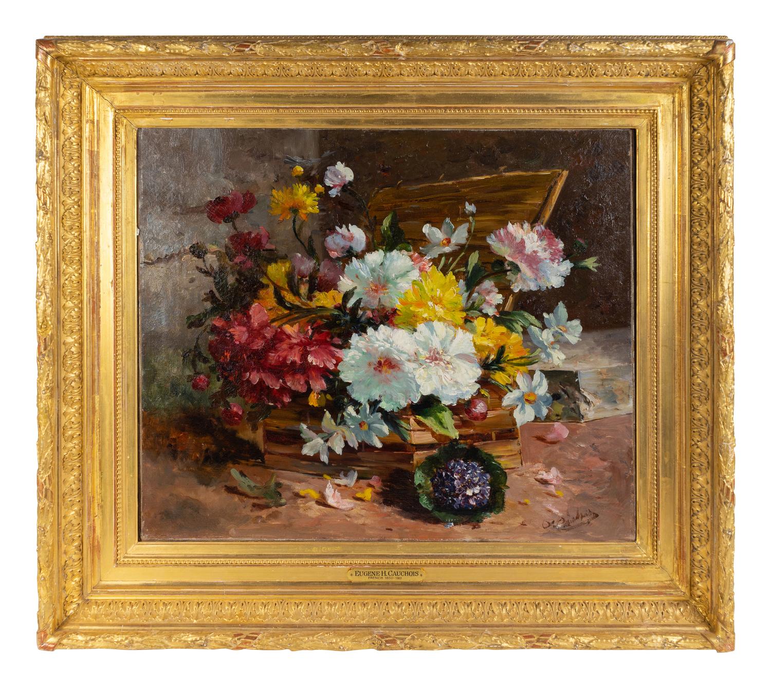 Flowers in a Wood Crate