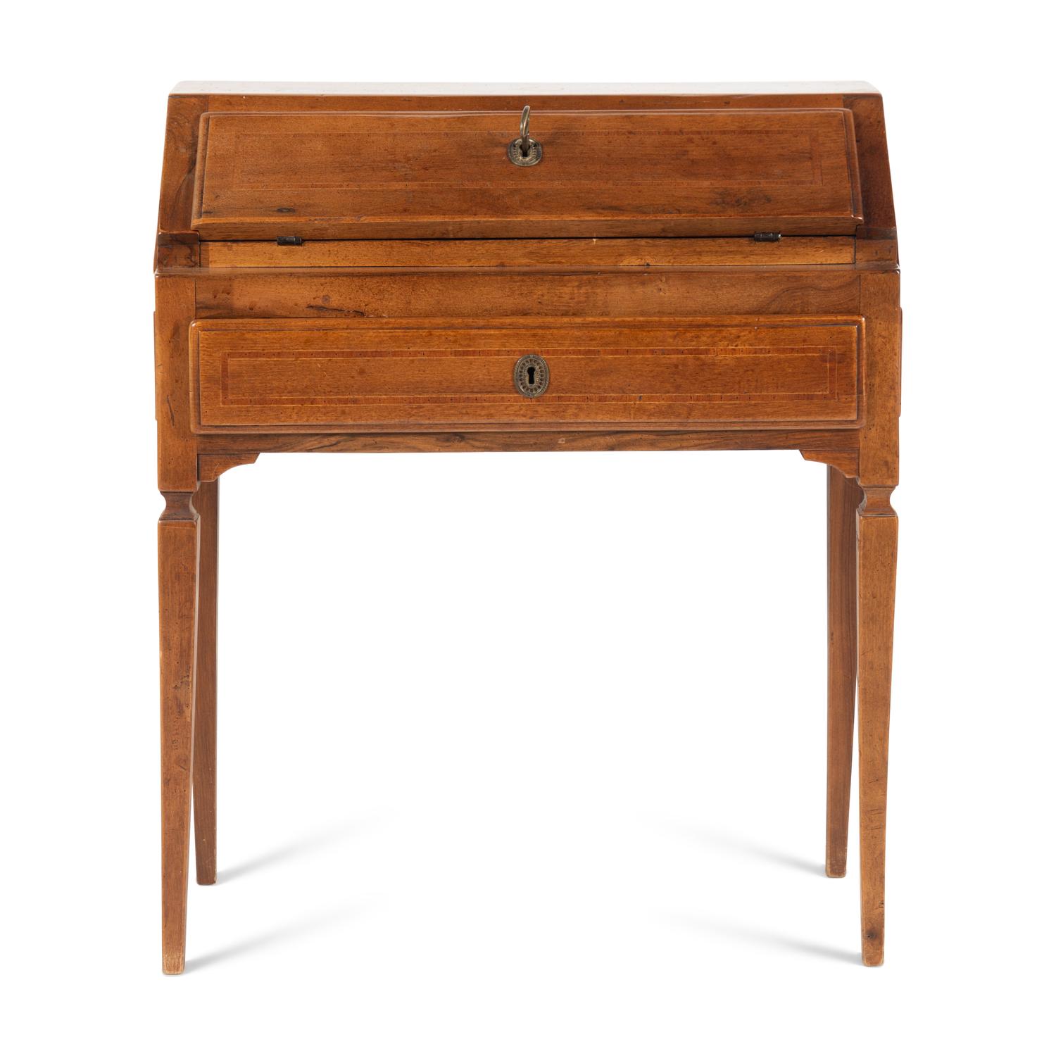 An Italian Walnut Slant-Front Bureau