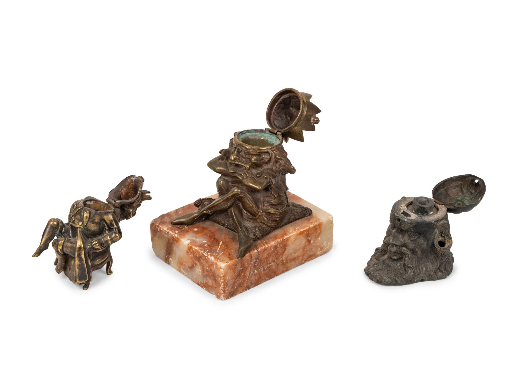 Three Continental Figural Inkwells