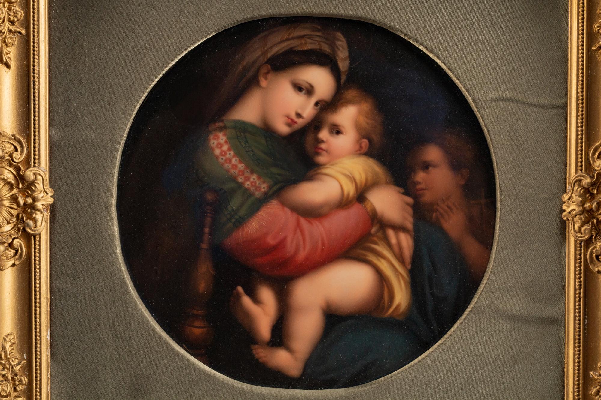 A German Porcelain Circular Plaque: Madonna della Seggiola — AFTER RAPHAEL, LATE 19TH CENTURY