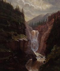 Frederick Billing, (American, 1835-1914), Falls in European Setting