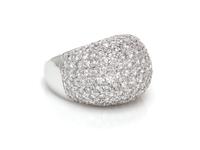 A 14 Karat White Gold and Diamond Dome Ring, 18.00 dwts.