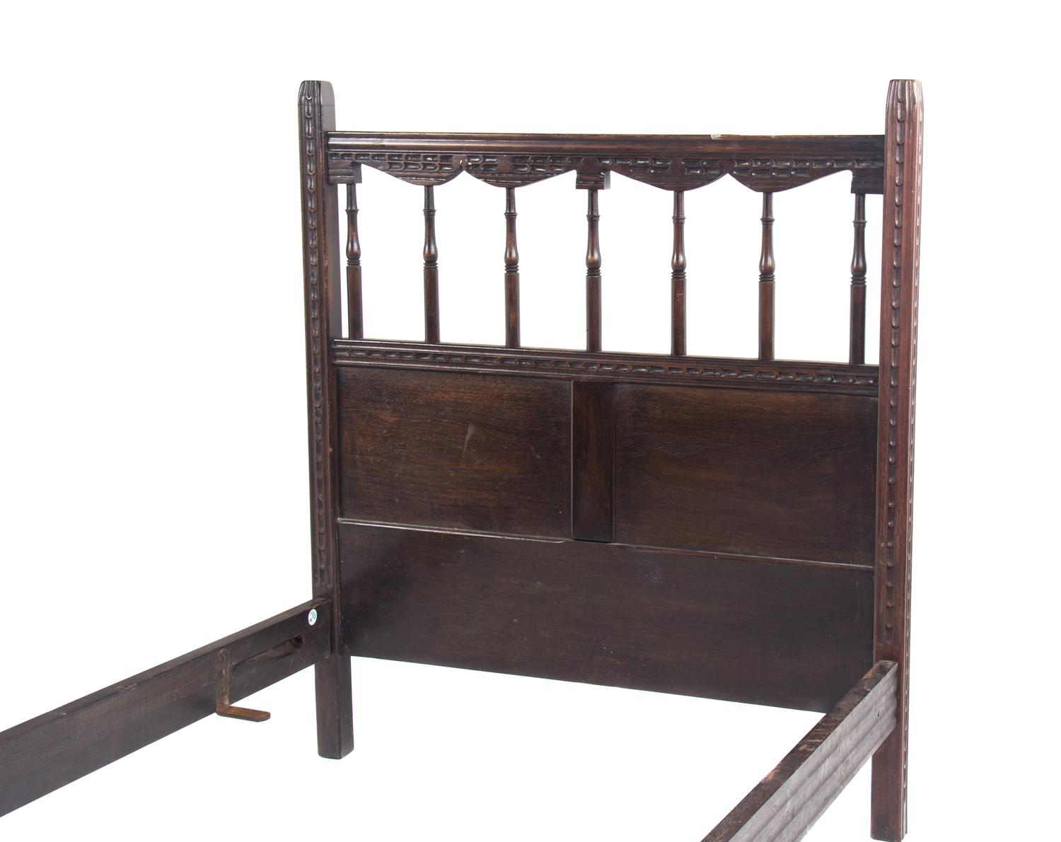 A Pair of Italian Walnut Twin Headboards Height 42 1/2 x width 38 1/4 inches.