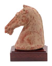 A Chinese Red Pottery Head of a Horse