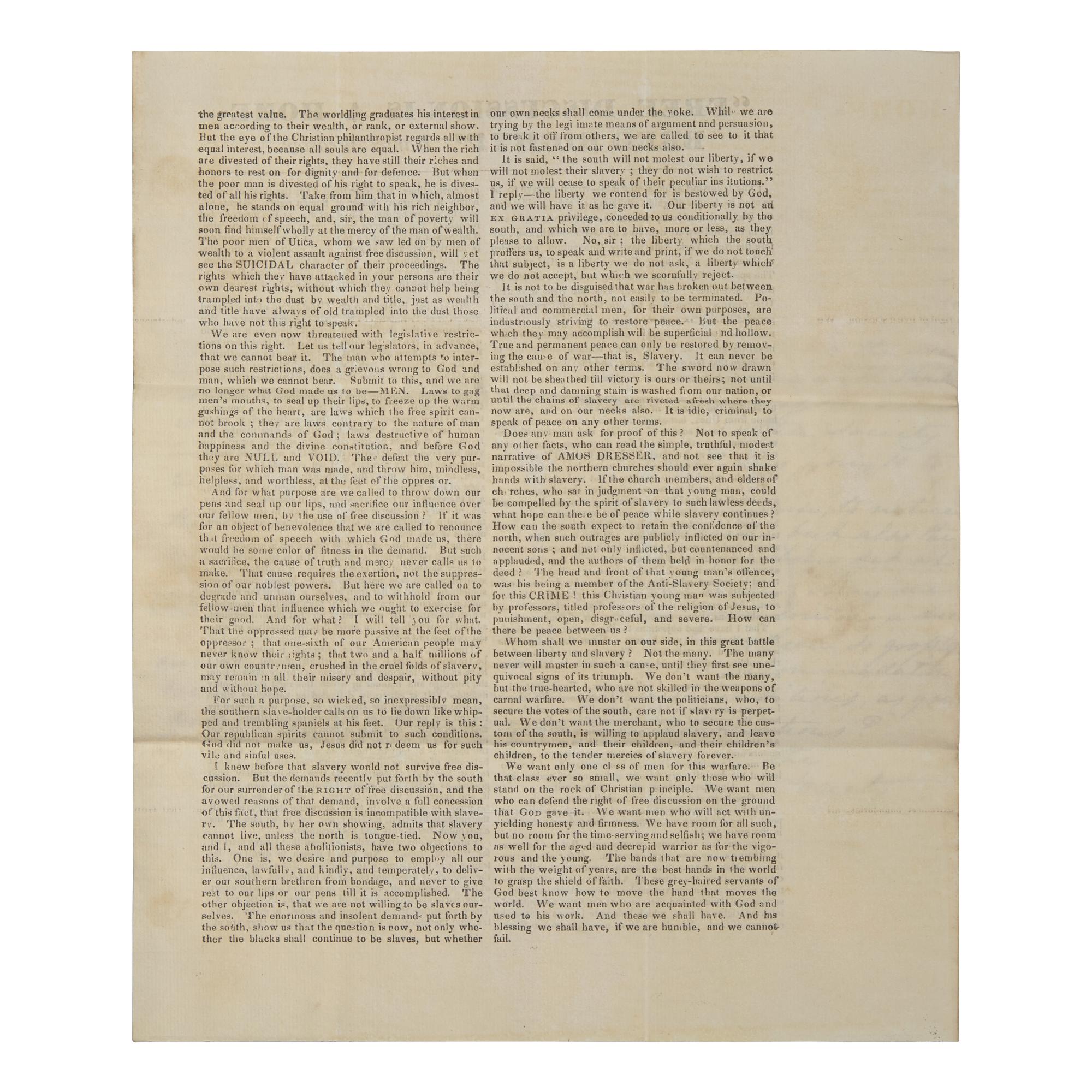 [African-Americana] May, Rev. Samuel J. Autograph Letter, signed on Verso of a Printed Circular