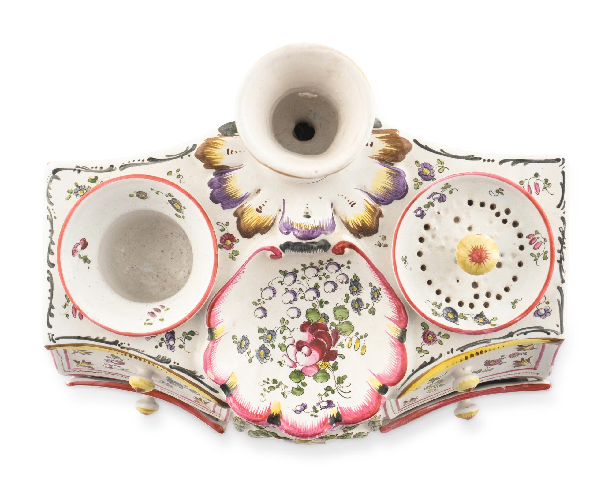 A French Faience Commode-Form Inkstand