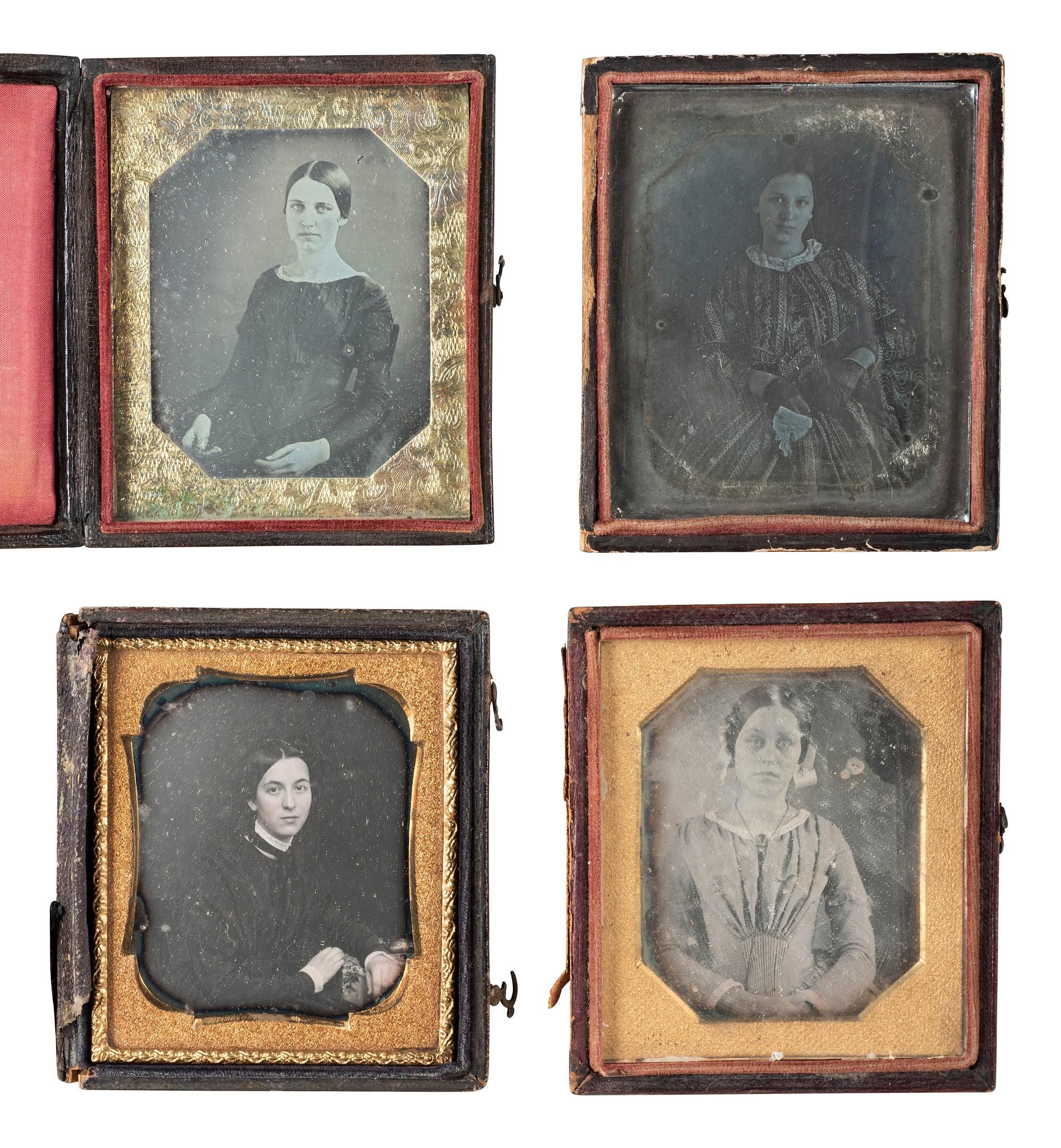[EARLY PHOTOGRAPHY]. 28 sixth plate daguerreotypes of lovely young women.