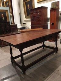 Large walnut stretcher table with drawers Pennsylvania, early and contemporary elements
