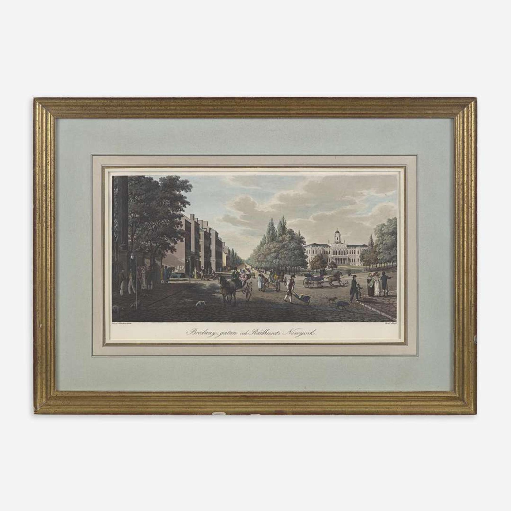 [Prints] [New York] Klinckowstrom, Baron Axel, and Carl Fredrik Akrell Broadway-gatan och Radhuseti Newyork