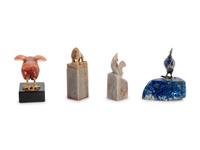 Two Carved Hardstone Seal Chops and Two Carved Hardstone Birds