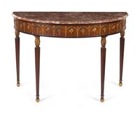 A George III Style Parcel Gilt Mahogany Marble-Top Console Table