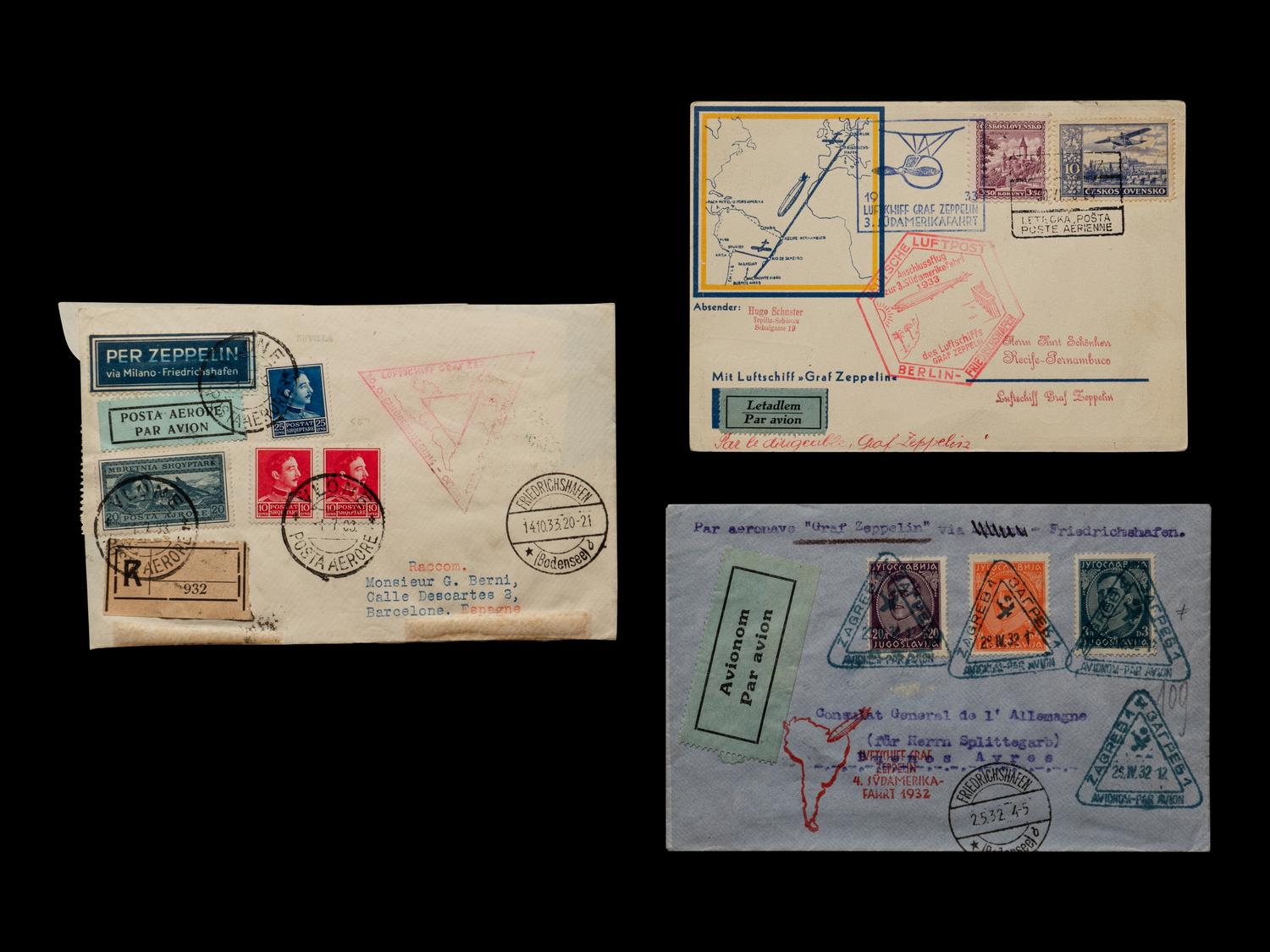 [FLIGHT COVERS] A Group of Three of Balkan Dispatched Zeppelin Flight Covers