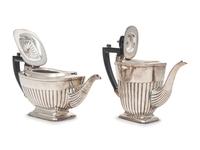 An English Silver-Plate Coffee Pot and Teapot