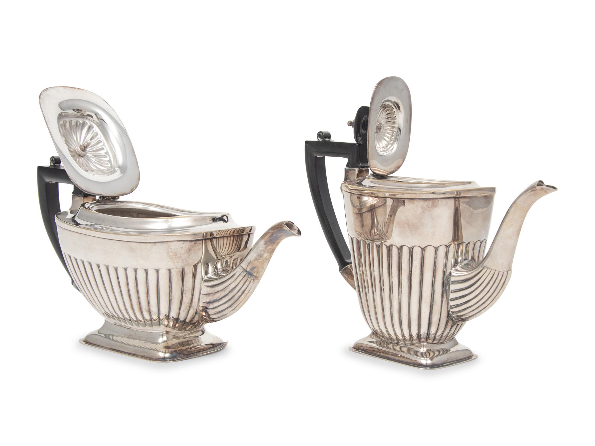 An English Silver-Plate Coffee Pot and Teapot