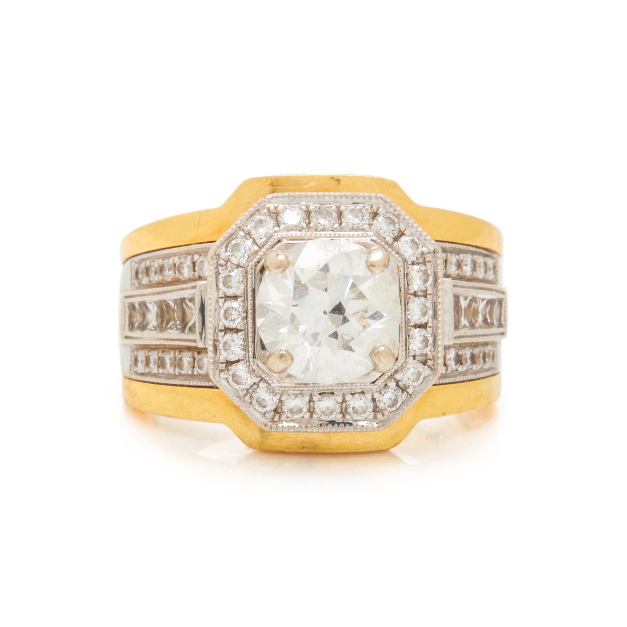 SIMON G., BICOLOR GOLD AND DIAMOND RING