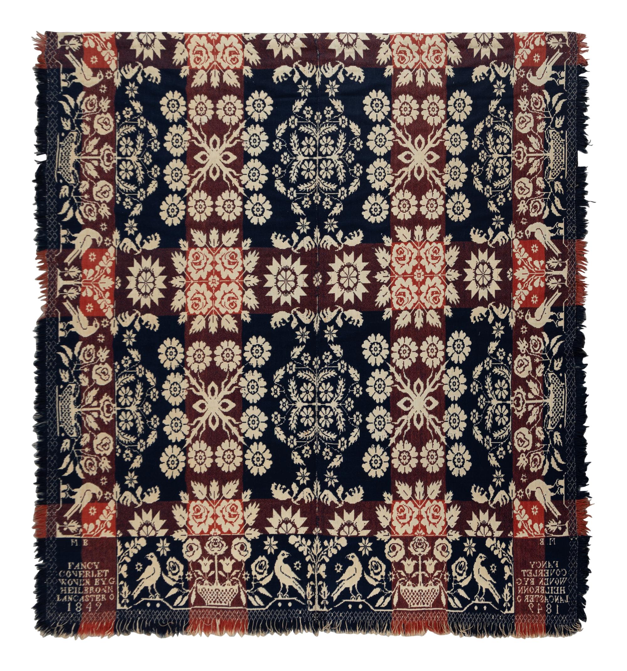 A Cotton and Wool Jacquard Coverlet by George Heilbronn