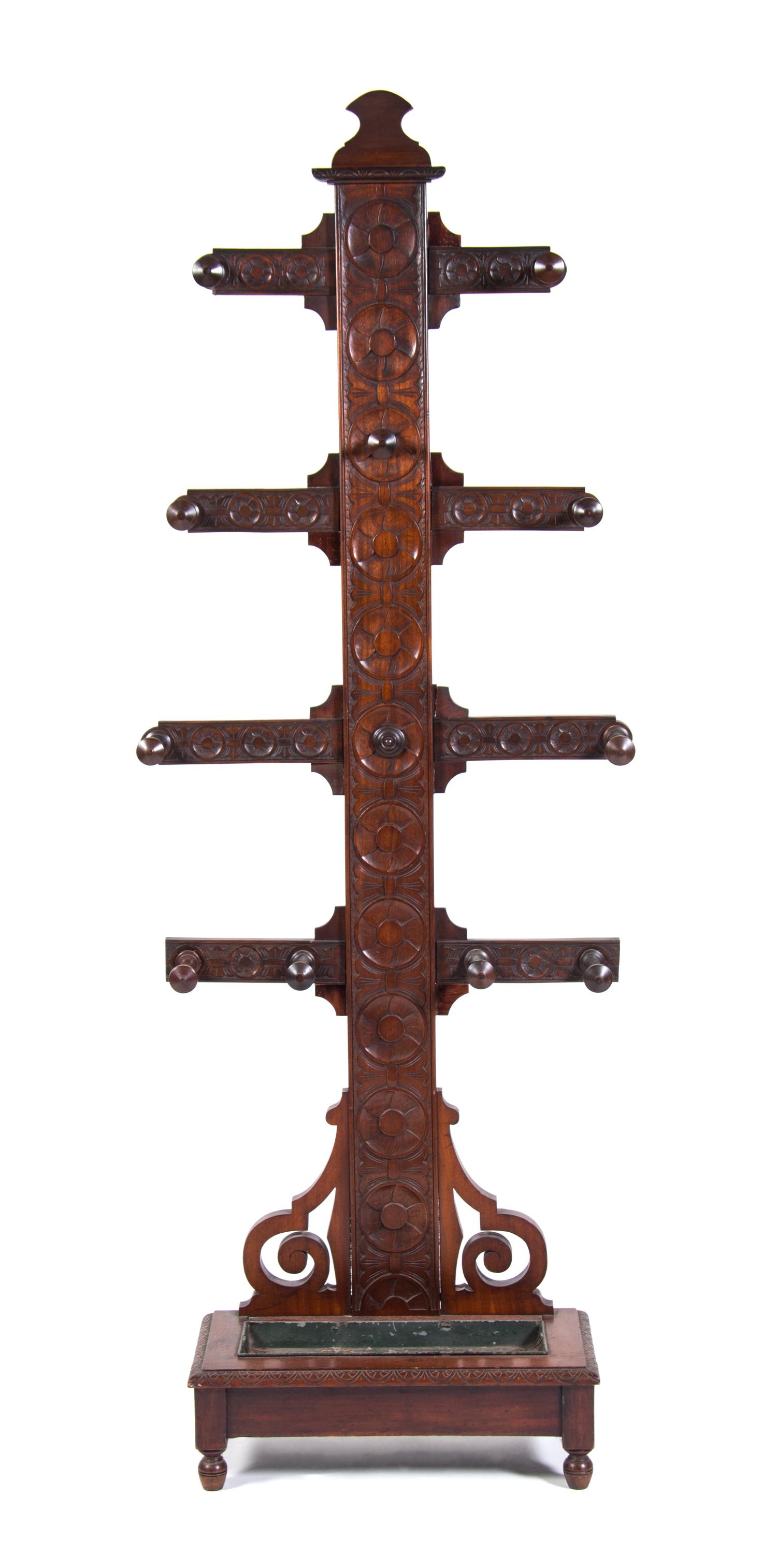 A Victorian Mahogany Hall Tree Height 80 inches.