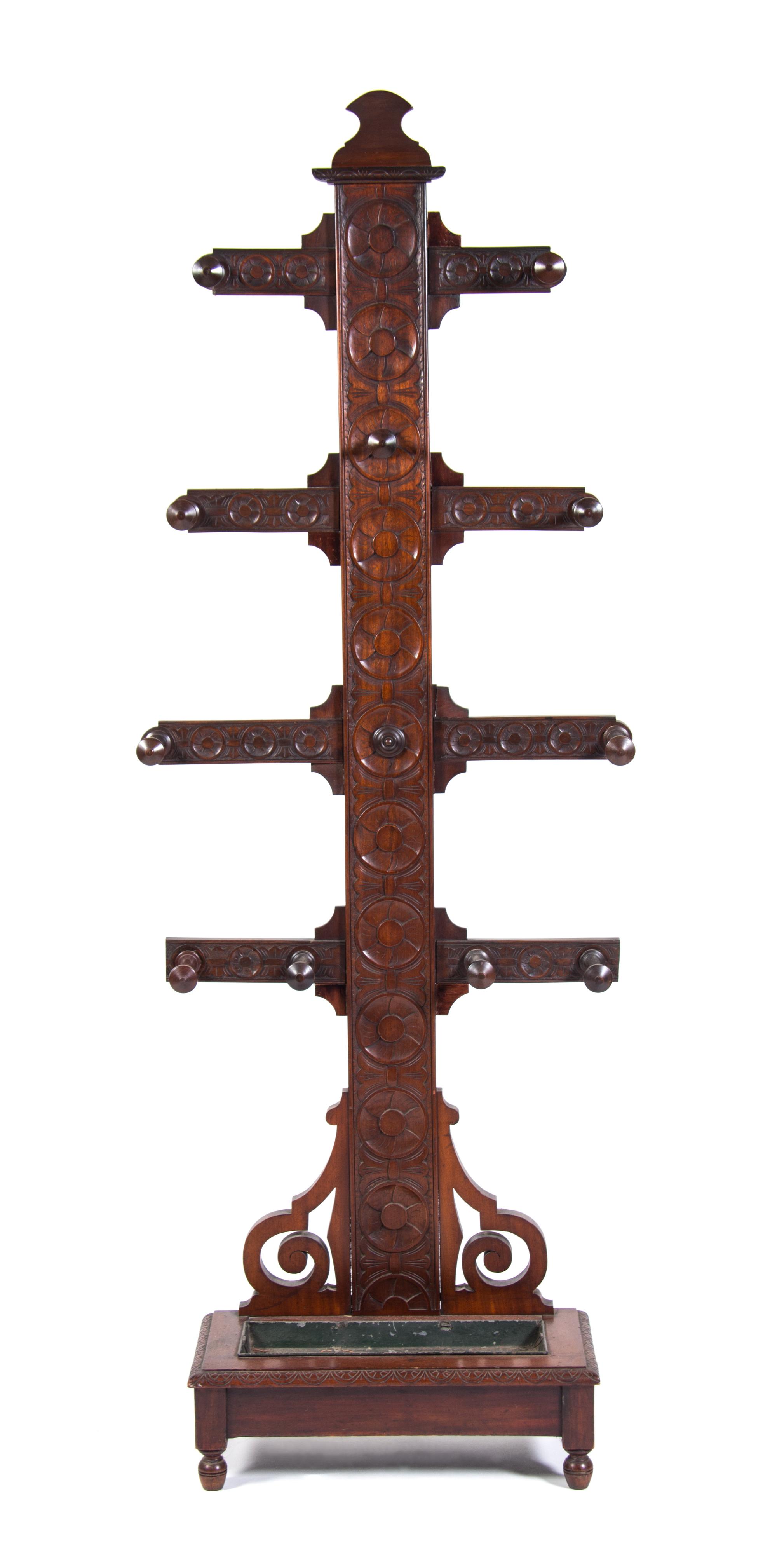 A Victorian Mahogany Hall Tree Height 80 inches.