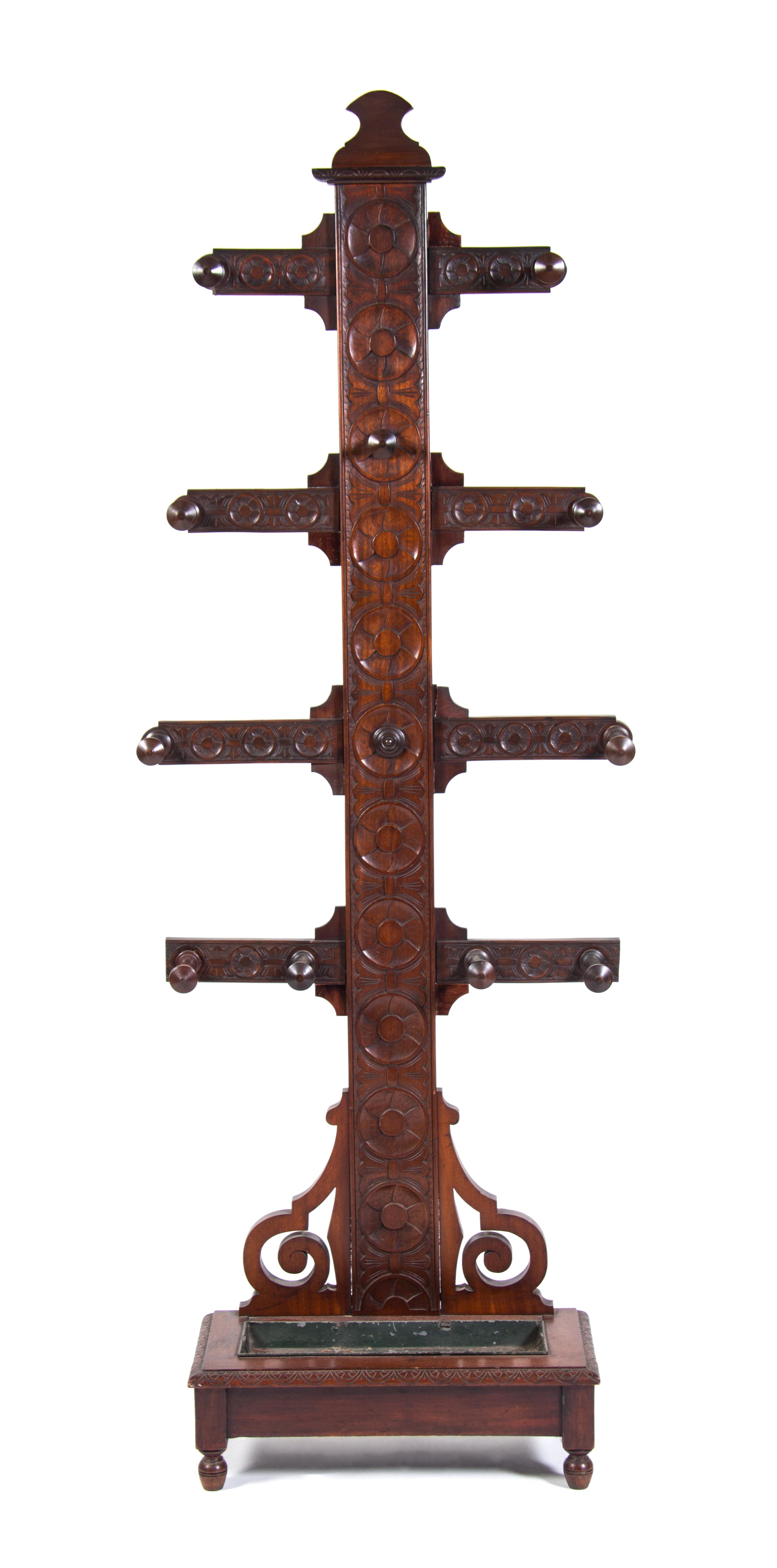 A Victorian Mahogany Hall Tree Height 80 inches.