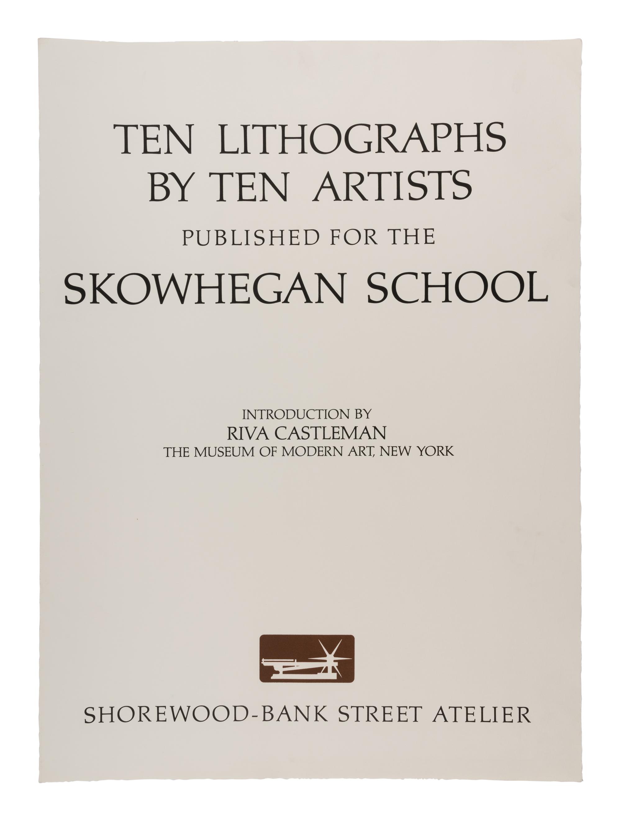 9 Plates from Ten Lithographs by Ten Artists Including works by Alex Katz, Jack Beal, Fairfield Porter, James Brooks, Red Grooms, Chaim Gross, Philip Guston, Richard Lindner, and Robert Andrew Park.