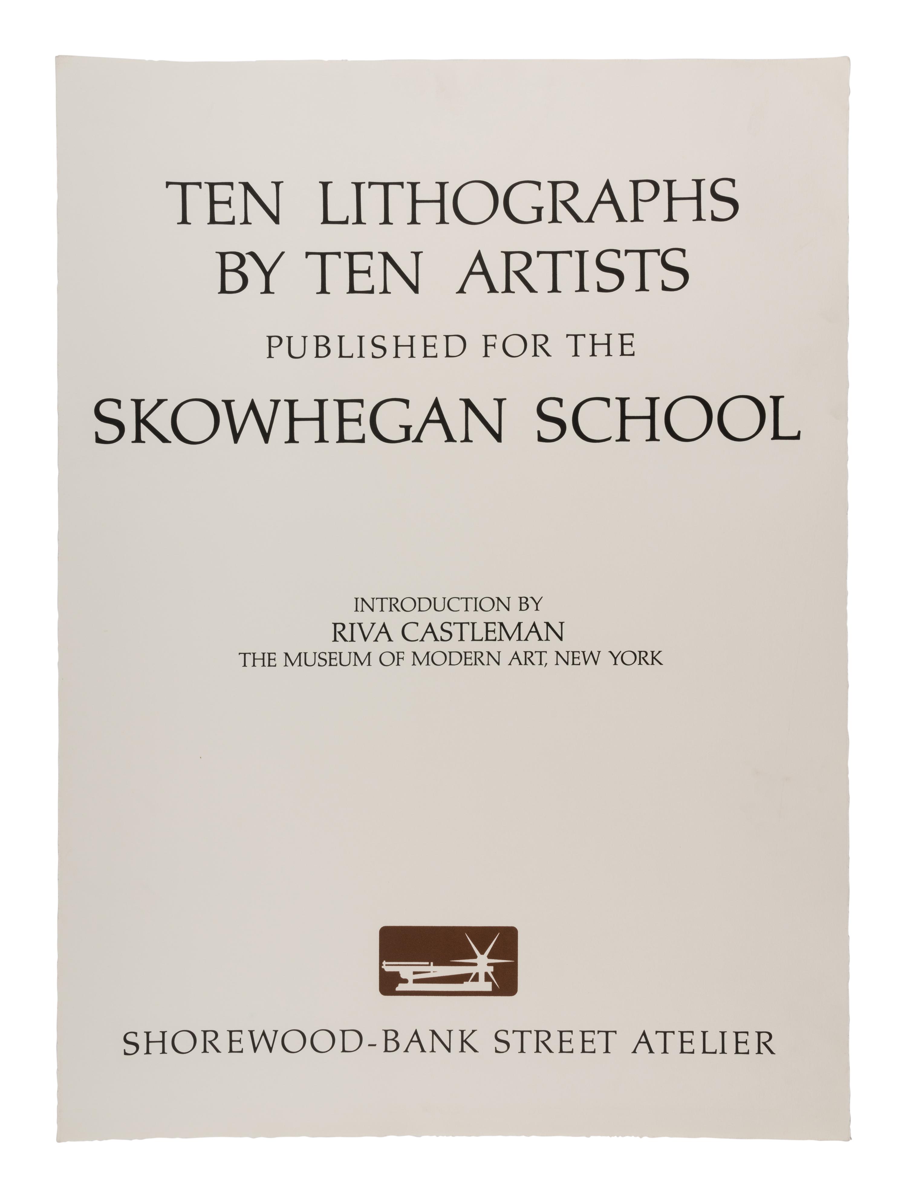 9 Plates from Ten Lithographs by Ten Artists Including works by Alex Katz, Jack Beal, Fairfield Porter, James Brooks, Red Grooms, Chaim Gross, Philip Guston, Richard Lindner, and Robert Andrew Park.
