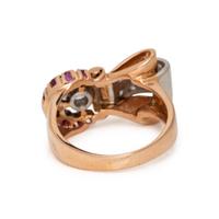 RETRO, ROSE GOLD, DIAMOND, AND RUBY BUCKLE RING