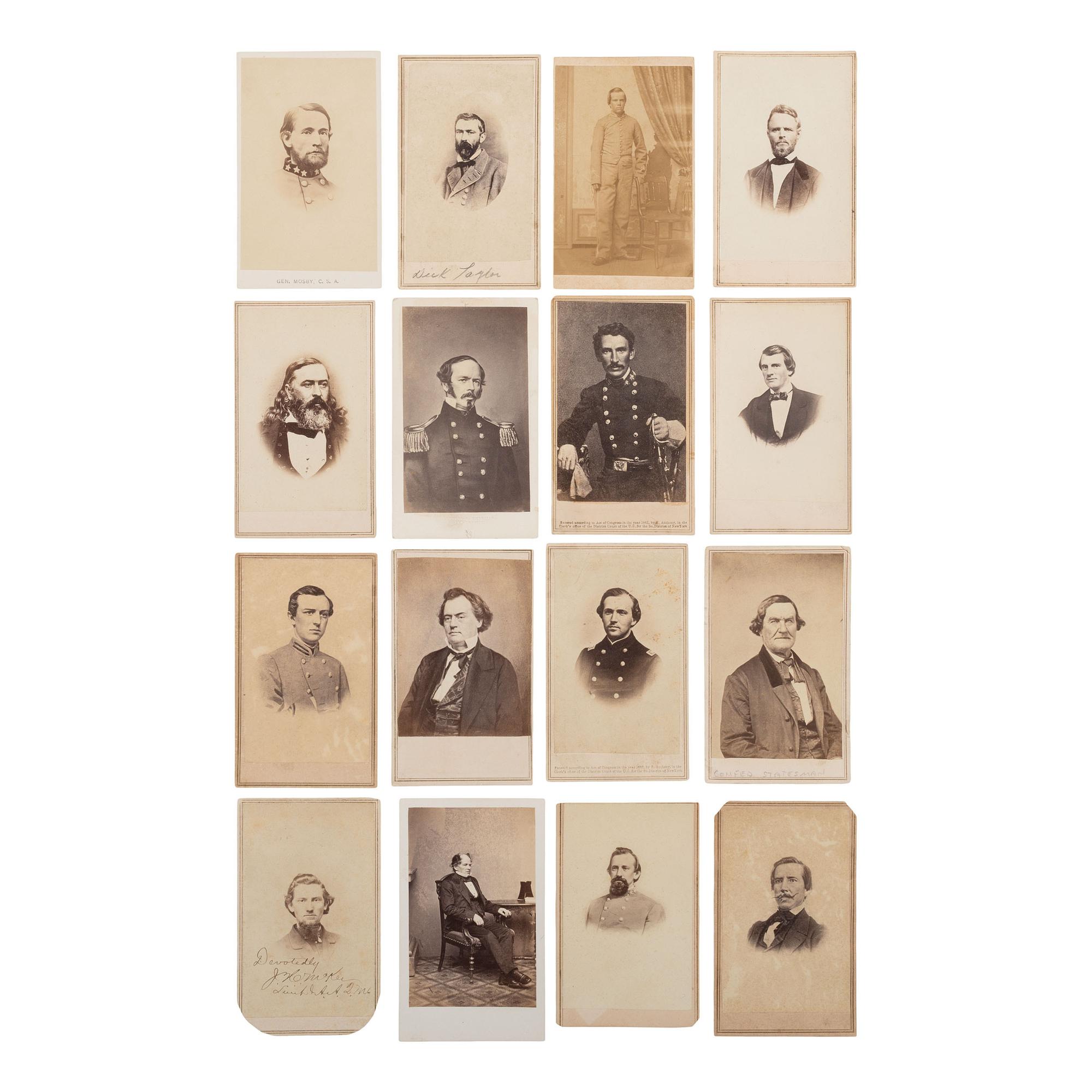[Civil War] Group of 16 Carte de Visites of Confederate Officers and Other Personalities.