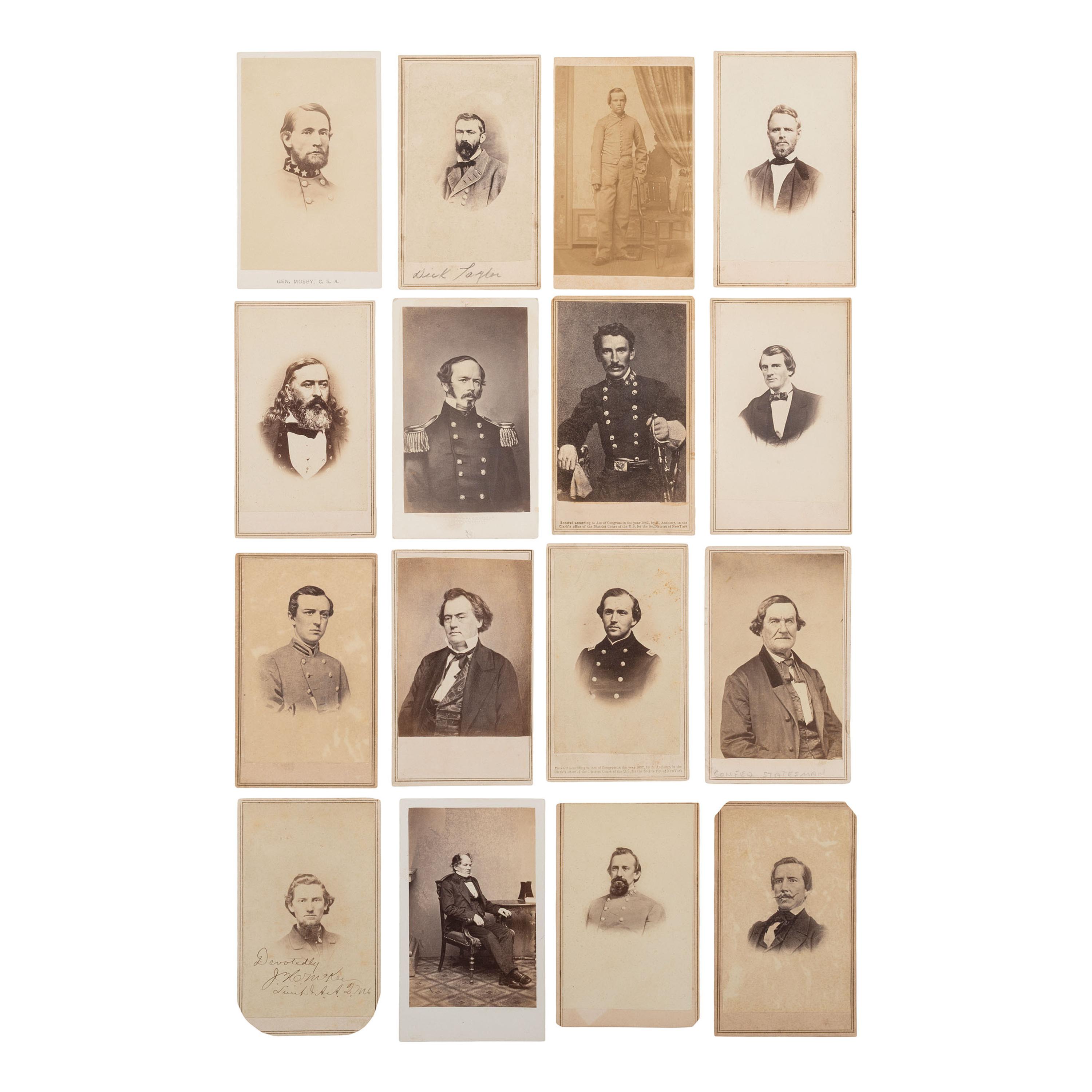 [Civil War] Group of 16 Carte de Visites of Confederate Officers and Other Personalities.