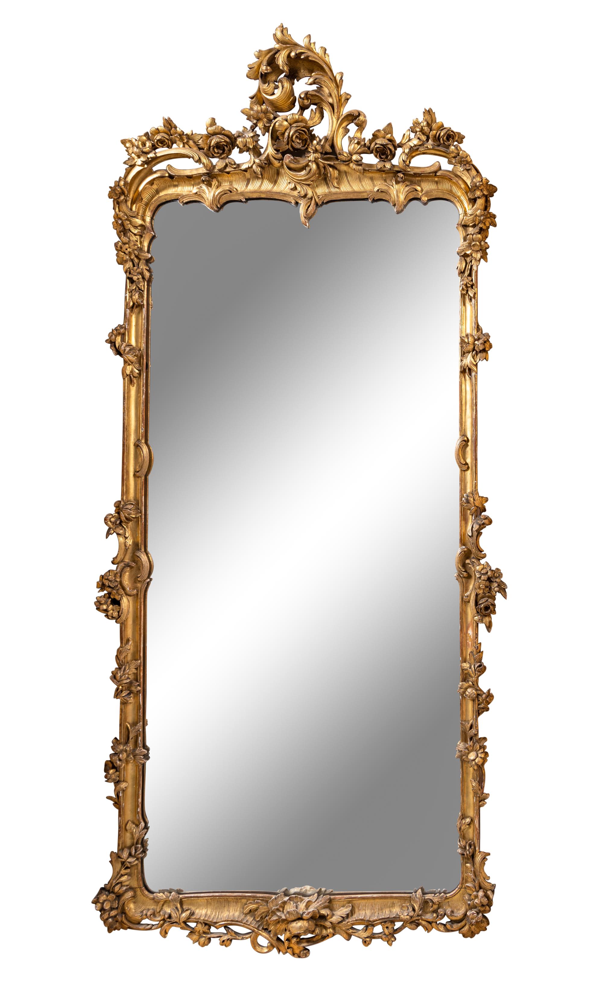 A Pair of Louis XV Style Giltwood Pier Mirrors