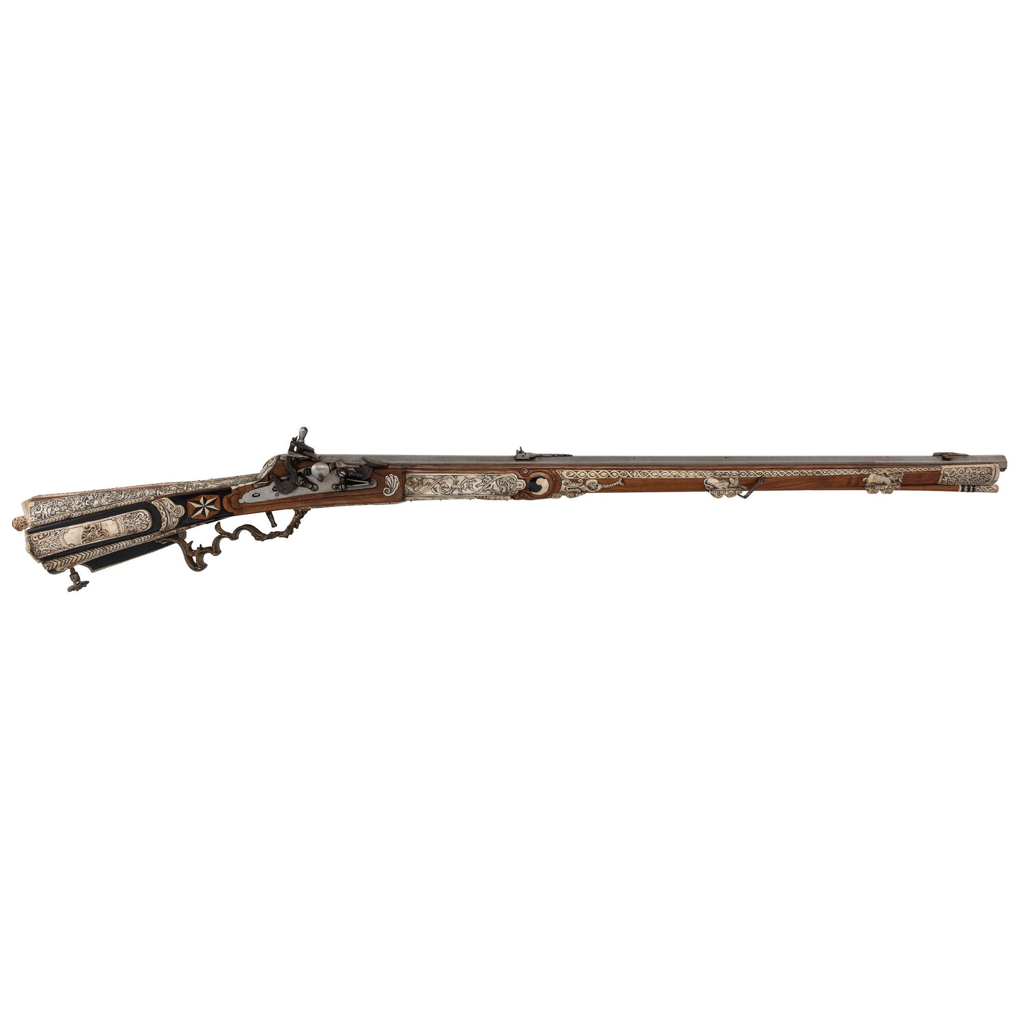 Contemporary Snaphance Rifle with Heavily Decorated Inlays by John B. Derrick (American, b.1936)
