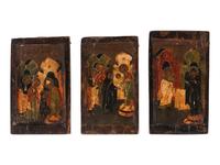 A Set of Twelve Polychrome Painted Russian Icons