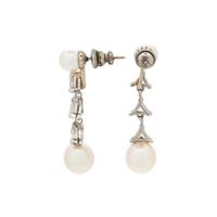 CULTURED PEARL AND DIAMOND DROP EARRINGS